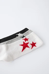 THREE-PACK OF STAR MID-CALF SOCKS