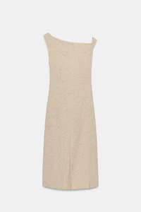 PLEATED JACQUARD DRESS