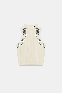 COMBINATION EMBROIDERED PUFF TOP