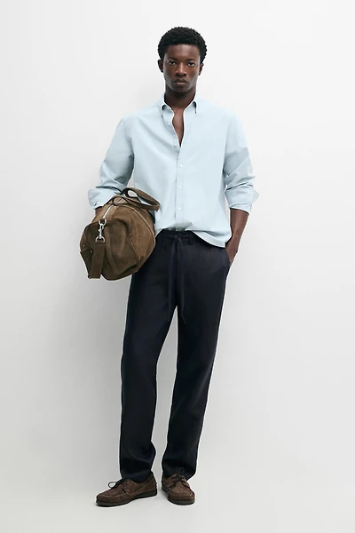 100% linen trousers with elasticated waist