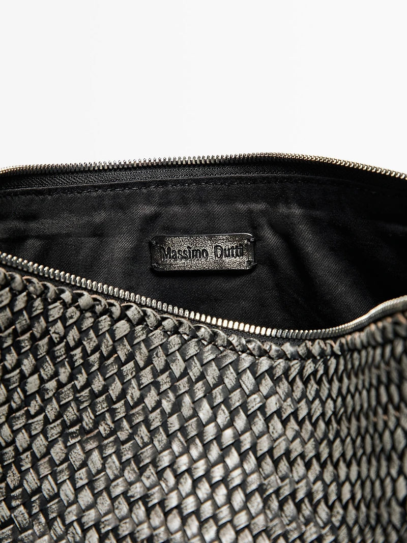 Large braided nappa leather shoulder bag