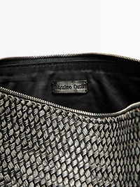 Large braided nappa leather shoulder bag