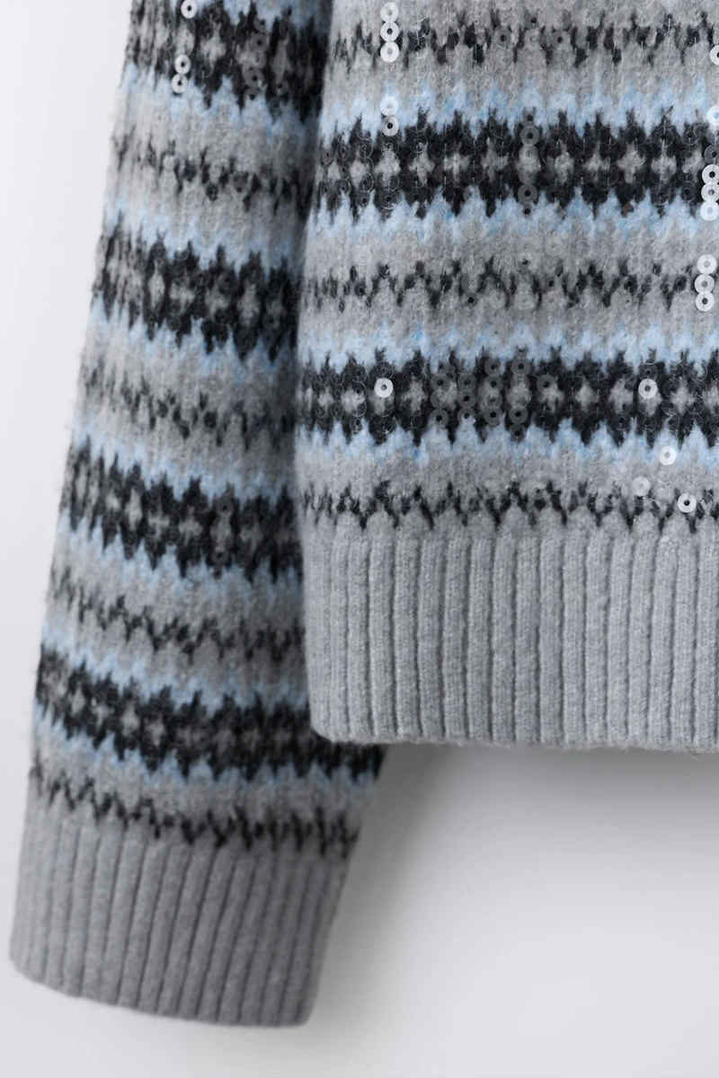 SEQUIN JACQUARD KNIT JUMPER