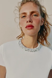 JEWEL BEAD KNIT TOP