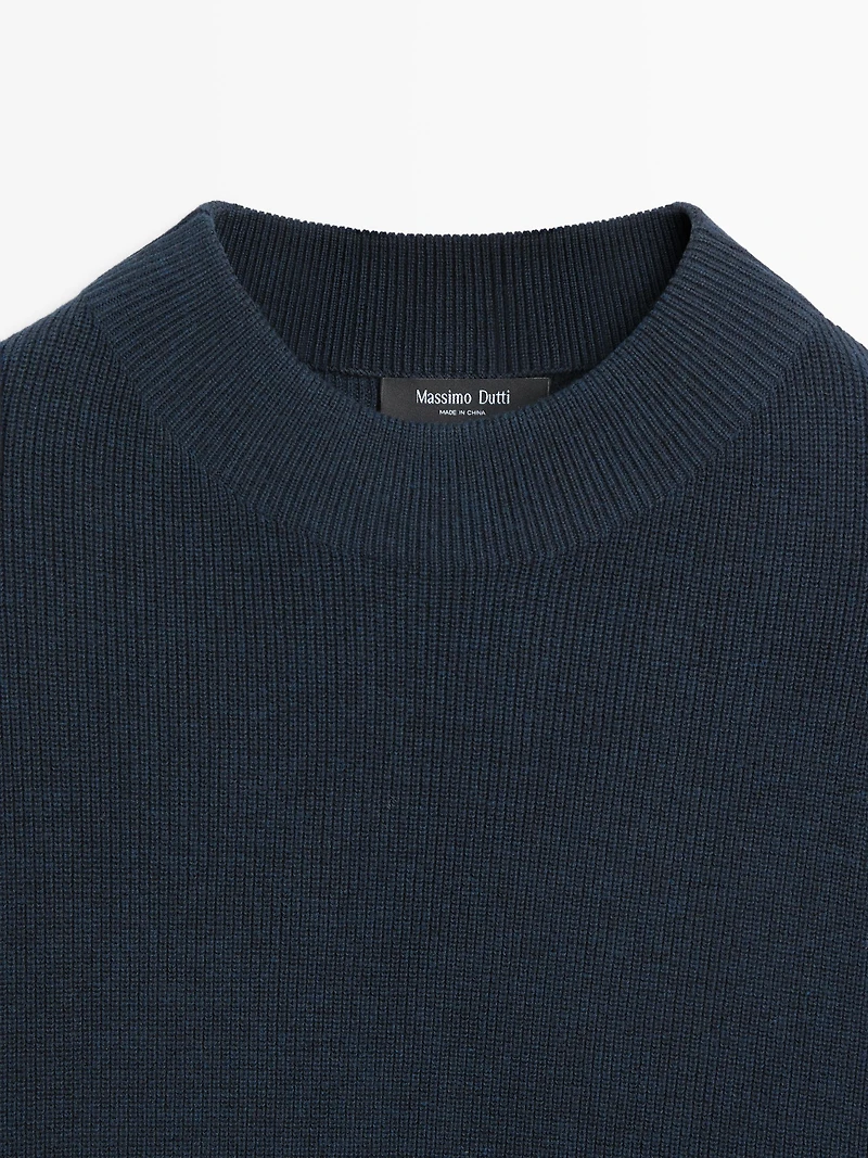 Pull à col montant en maille de coton mélangé