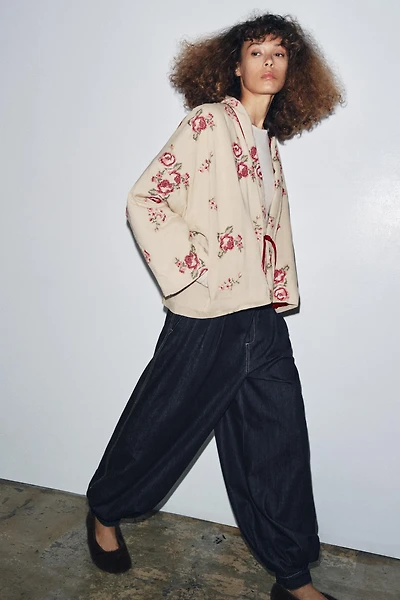 FLORAL EMBROIDERY PADDED JACKET