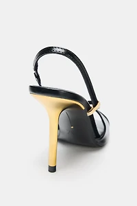 HEELED SANDALS WITH METALLIC DETAIL