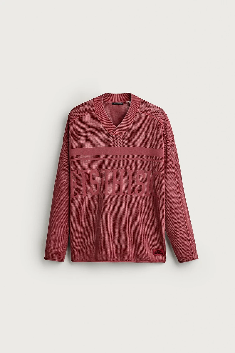 WASHED JACQUARD OPEN-KNIT JUMPER