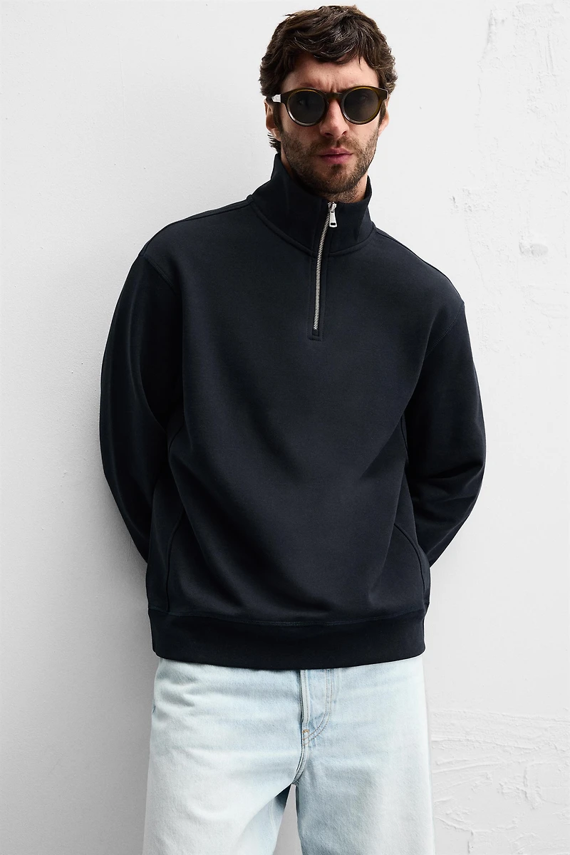 BASIC QUARTER-ZIP SWEATSHIRT