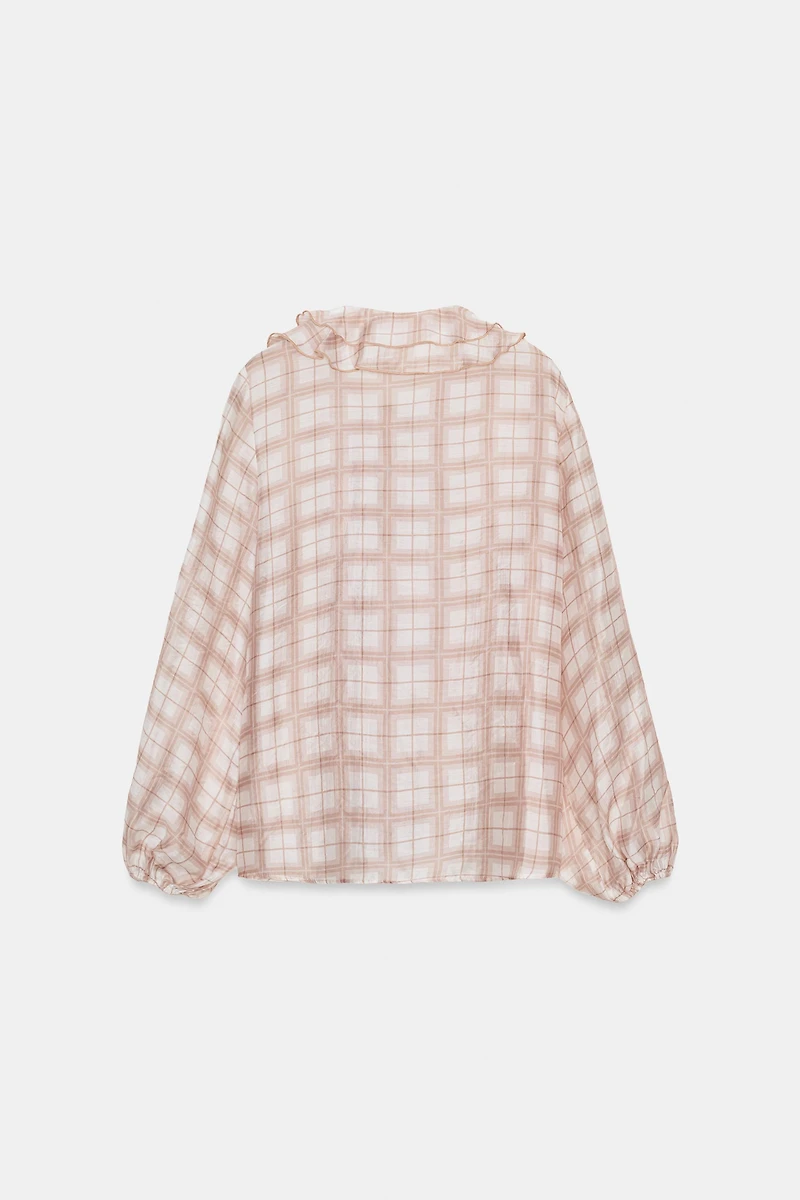 PLAID RUFFLED BLOUSE