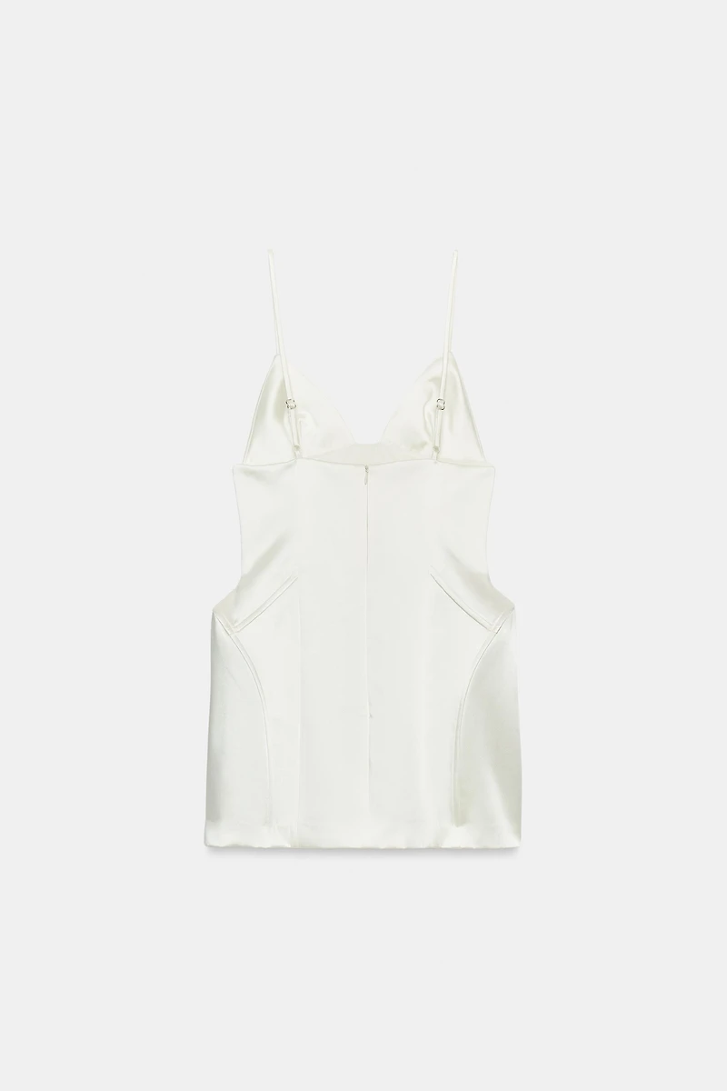 SATIN EFFECT VOLUMINOUS MINI DRESS