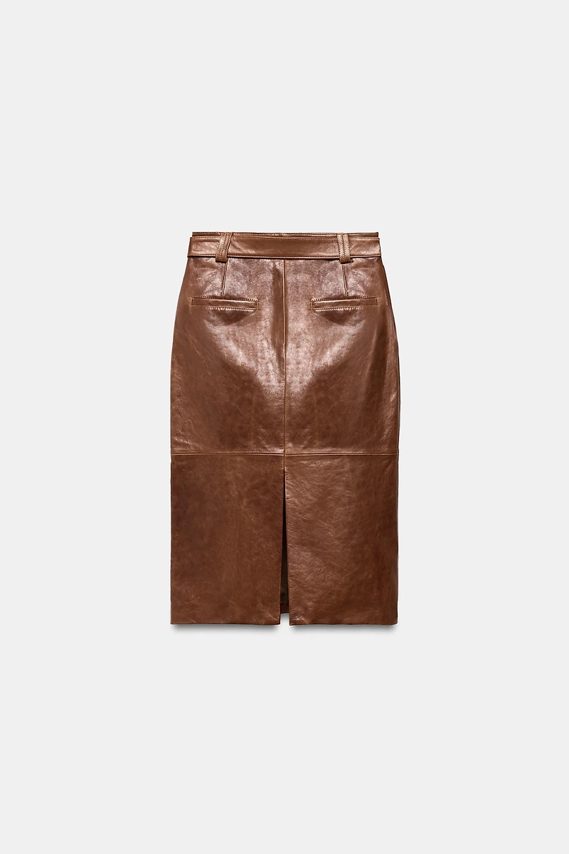 100% LEATHER PENCIL SKIRT ZW COLLECTION LIMITED EDITION