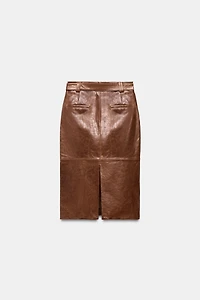 100% LEATHER PENCIL SKIRT ZW COLLECTION LIMITED EDITION