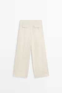 Linen blend barrel fit trousers