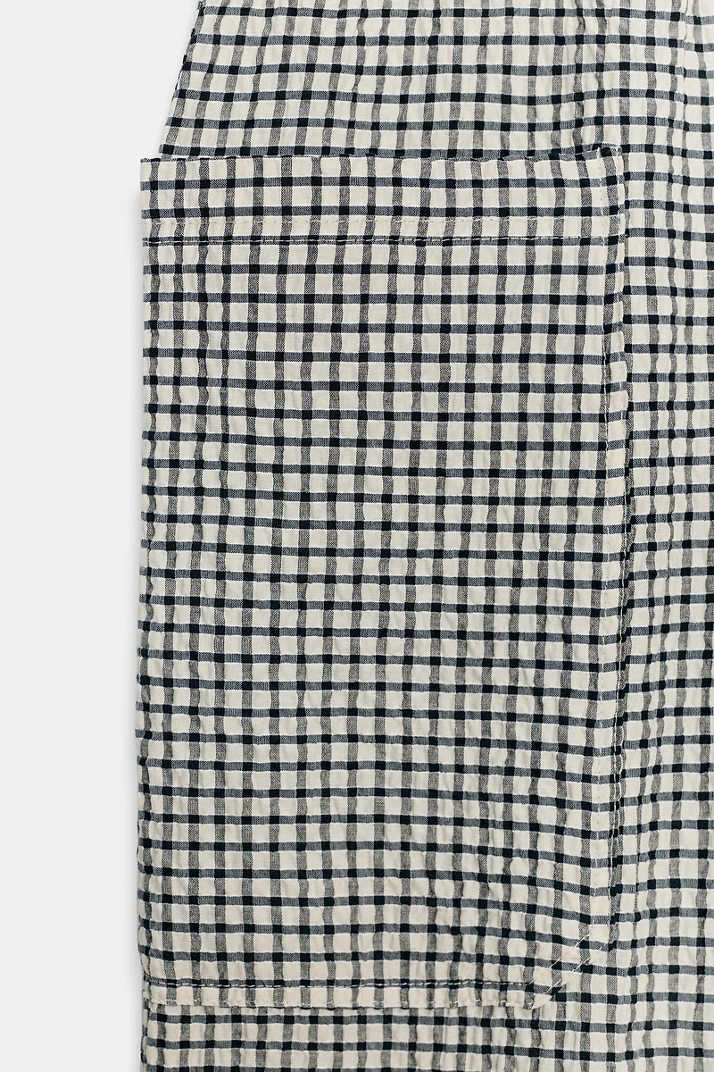 PLAID ELASTIC WAIST TROUSERS