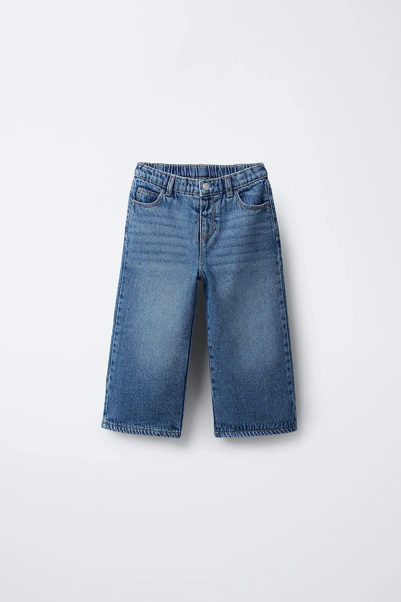 FLEECE-LINED WIDE LEG JEANS