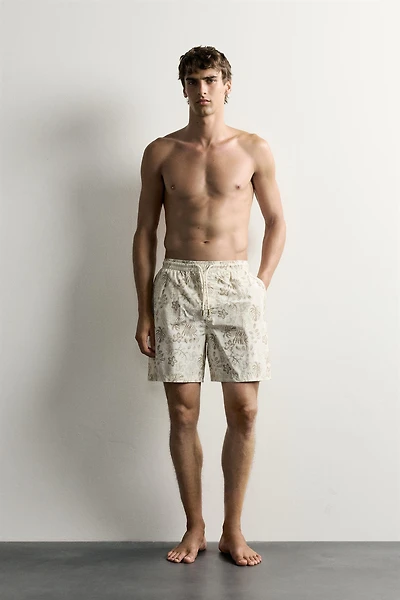LONG FLORAL PRINT SWIM SHORTS