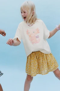 FLORAL SKIRT WITH RUCHING