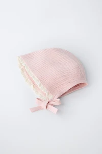 BONNET EN MAILLE DENTELLE CONTRASTE