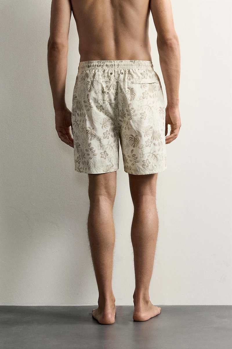 LONG FLORAL PRINT SWIM SHORTS