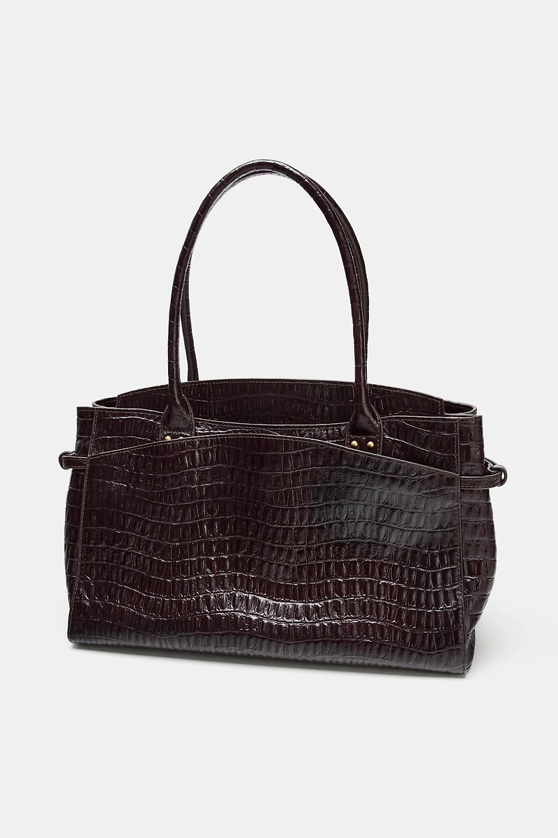 EMBOSSED LEATHER CITY BAG