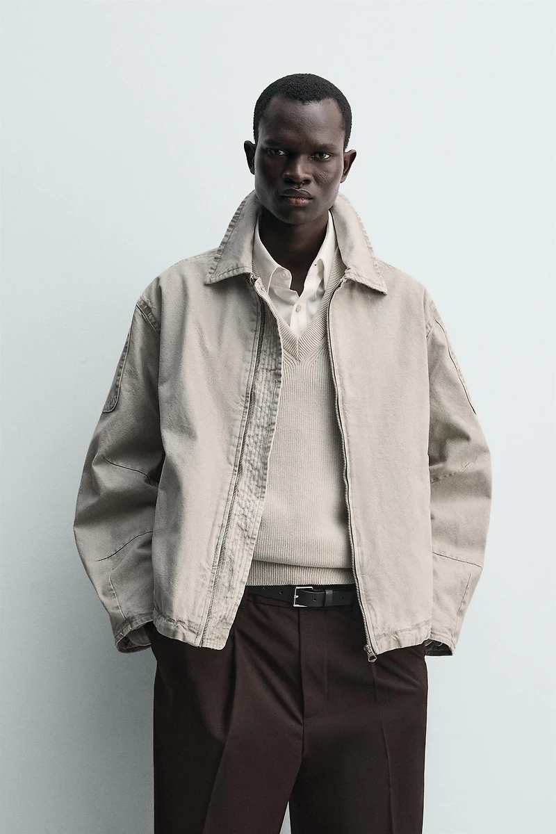BLOUSON COUPE BOXY EFFET DÉLAVÉ