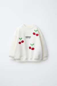 EMBROIDERED CHERRY SWEATSHIRT