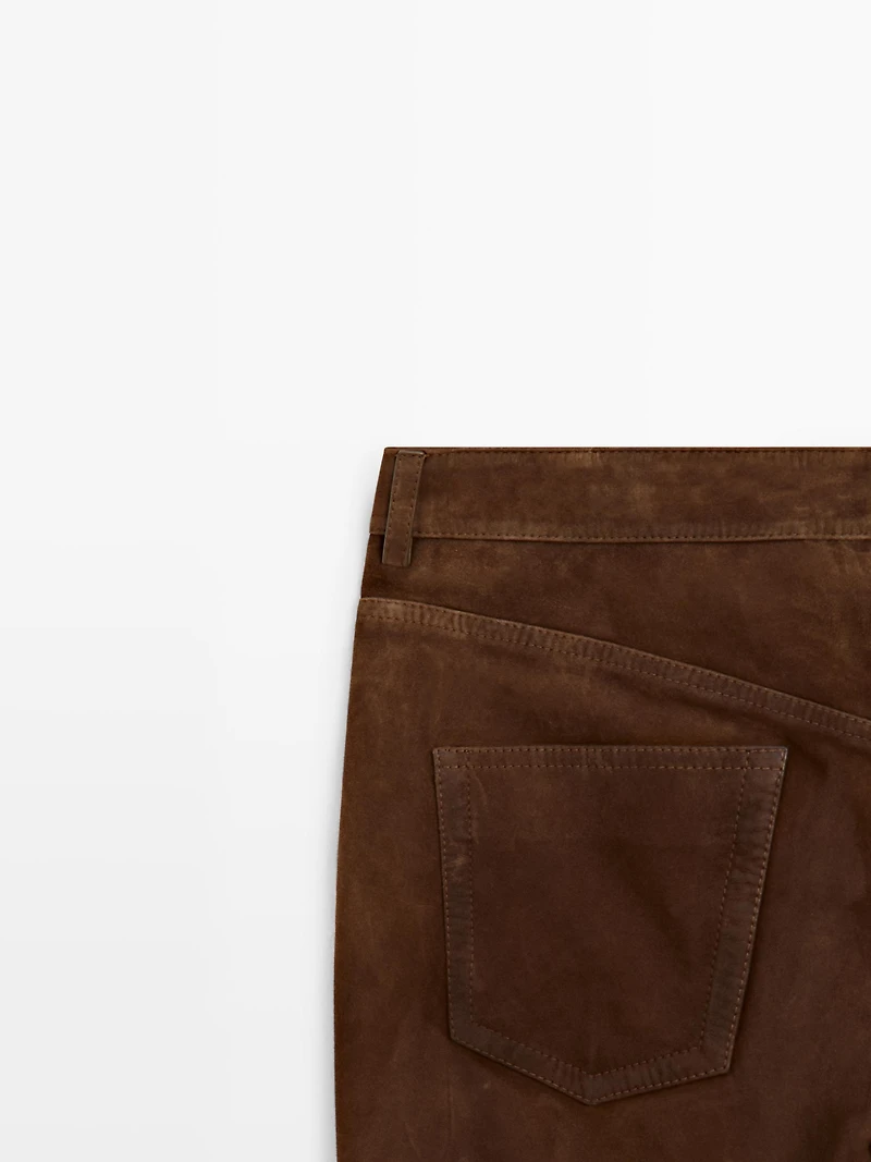 Pantalon cropped cuir daim avec cordons