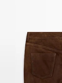 Pantalon cropped cuir daim avec cordons