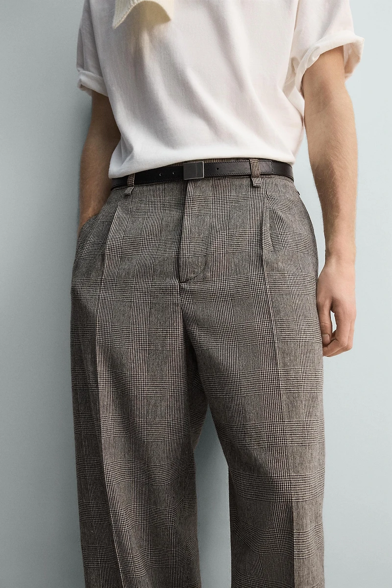 PLAID RELAXED FIT PANTS