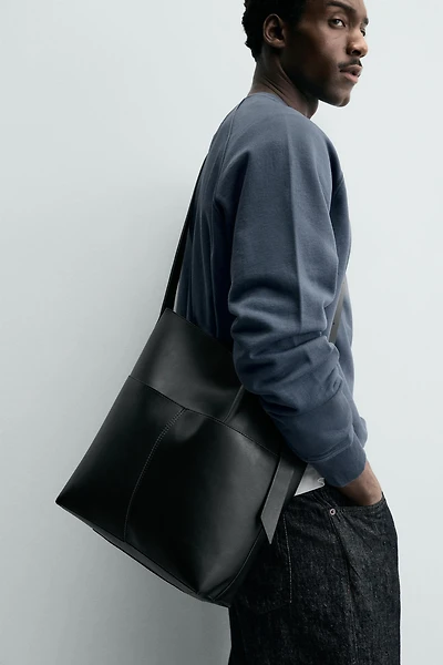 TOPSTITCHED SHOPPER BAG