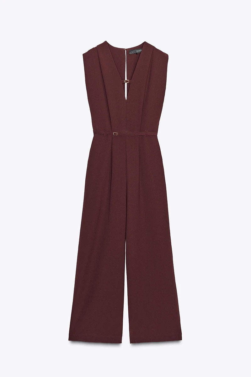 WIDE-LEG BELTED JUMPSUIT