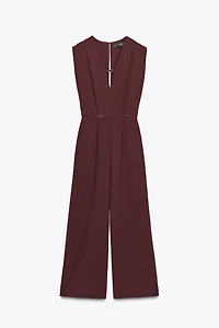 WIDE-LEG BELTED JUMPSUIT