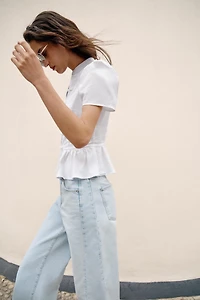 FROG FASTENING PEPLUM SHIRT