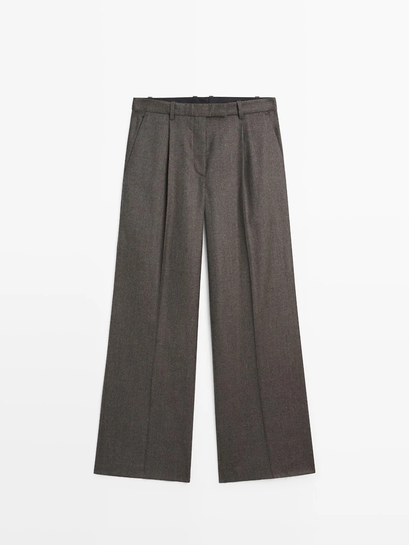 100% wool melange suit trousers