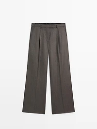 100% wool melange suit trousers