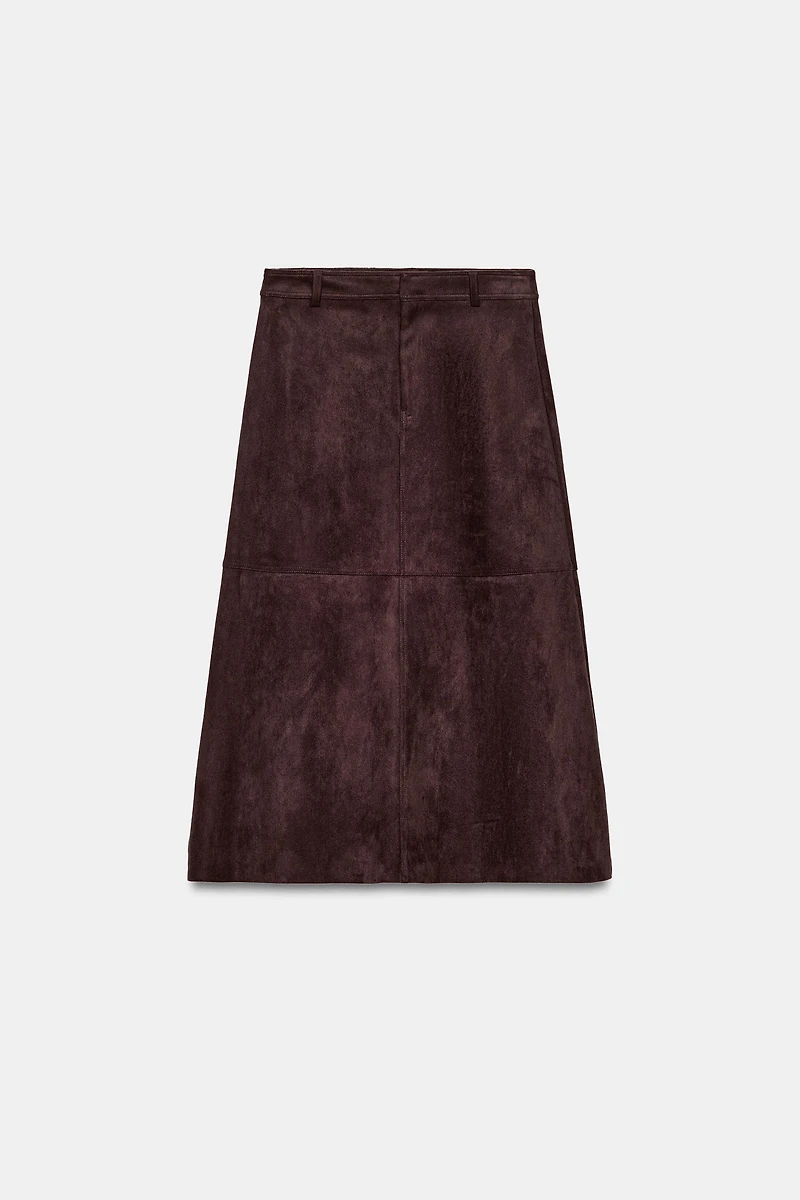 FAUX SUEDE CAPE SKIRT