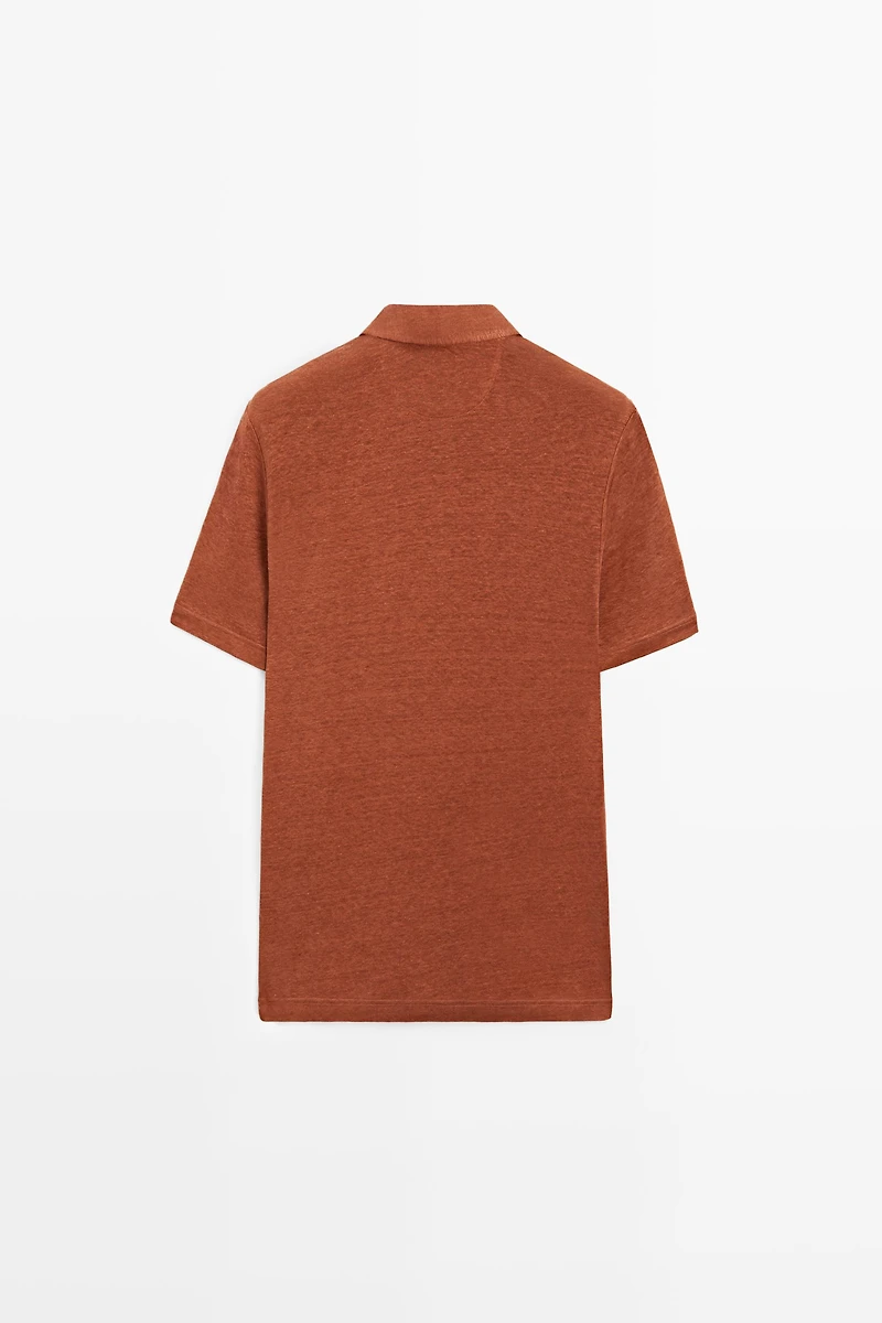 Polo 100 % lin à manches courtes