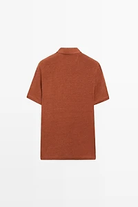 Polo 100 % lin à manches courtes