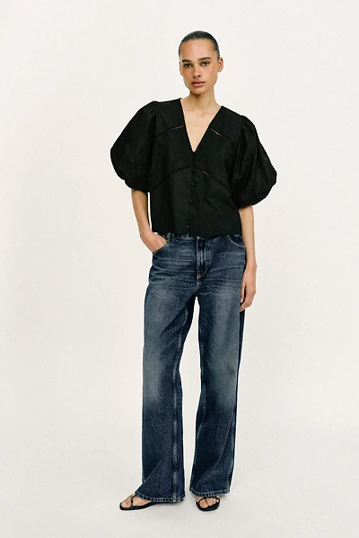 TOP POPELINE MANCHES BOUFFANTES
