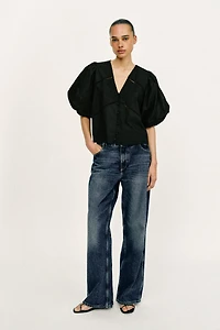 TOP POPELINE MANCHES BOUFFANTES