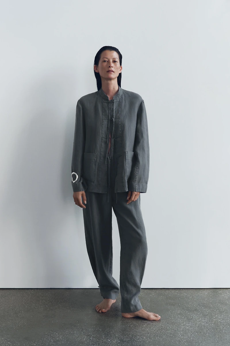 PANTALON LIN À PINCES ZW COLLECTION