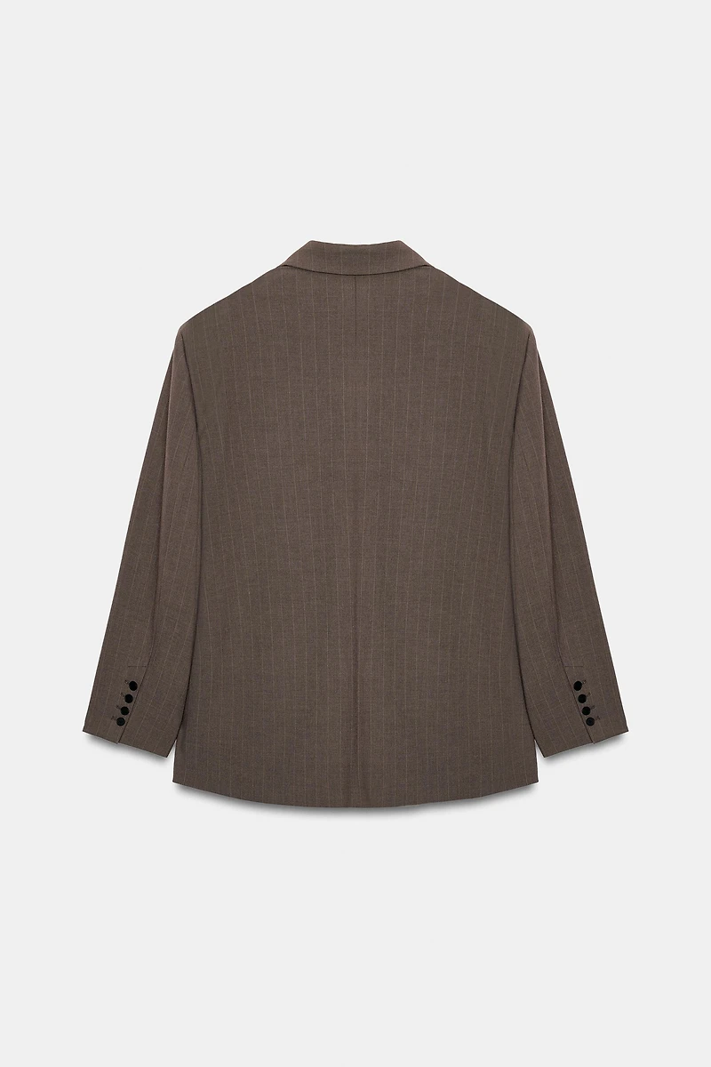 OVERSIZED DOUBLE WEAVE STRIPED BLAZER