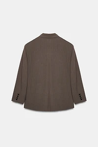 OVERSIZED DOUBLE WEAVE STRIPED BLAZER
