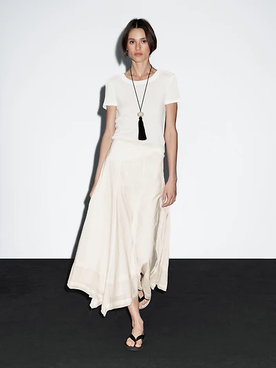 Cotton blend midi skirt with seam details