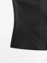 Nappa leather strapless top