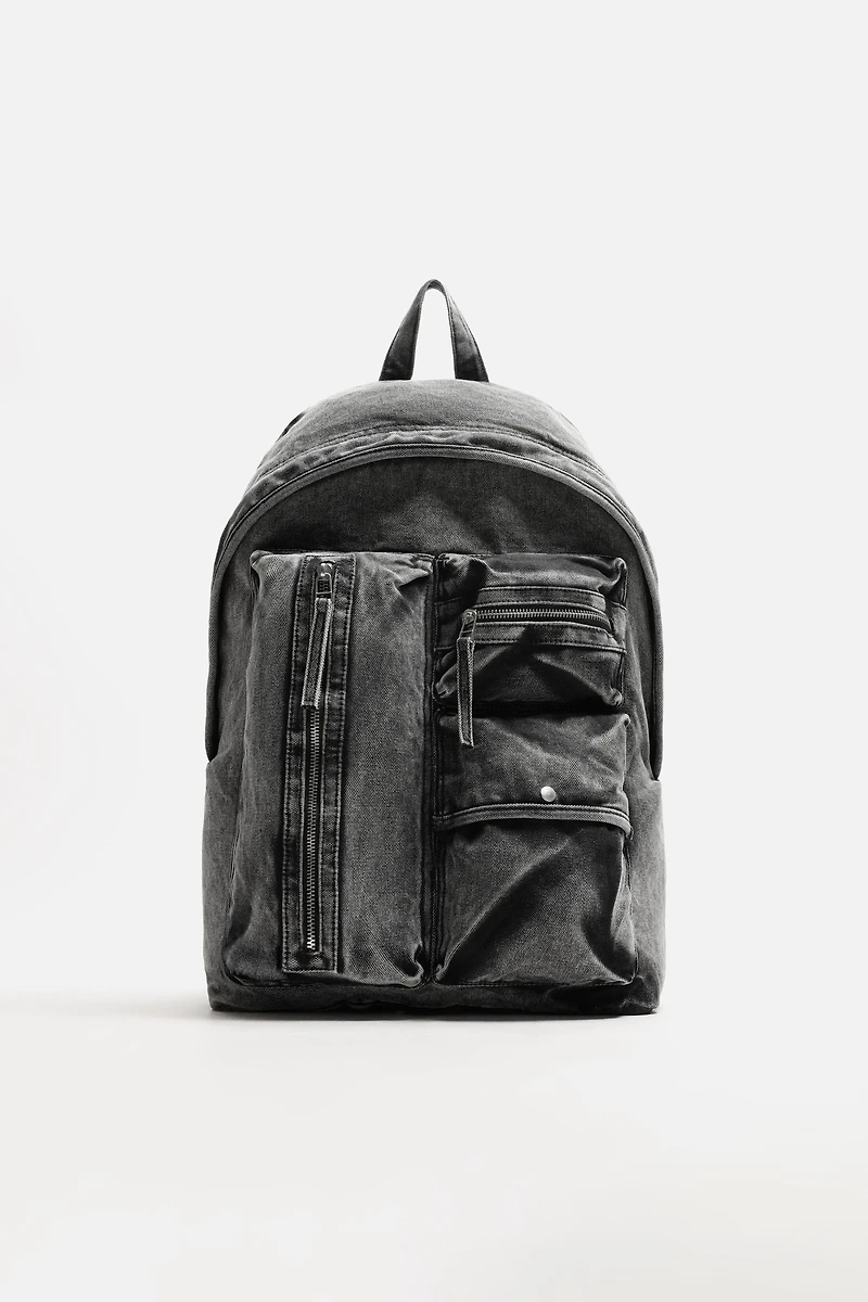 SAC À DOS EN DENIM EFFET DÉLAVÉ