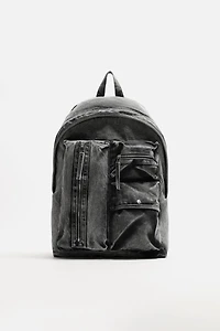 SAC À DOS EN DENIM EFFET DÉLAVÉ