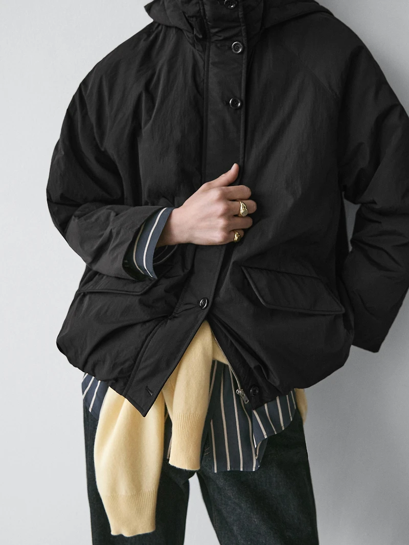 Long technical fabric parka