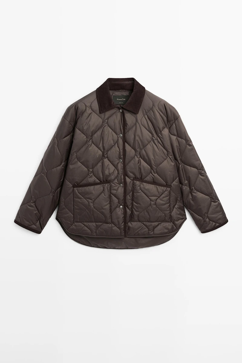 Veste matelassée déperlante détail velours côtelé